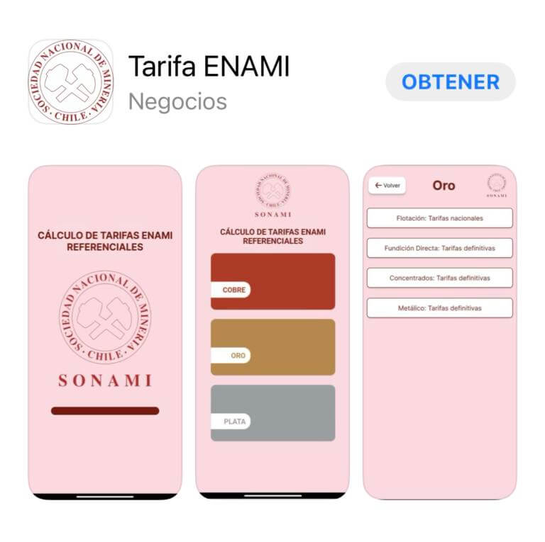 Sonami lanzó app para calcular tarifas de compra de Enami