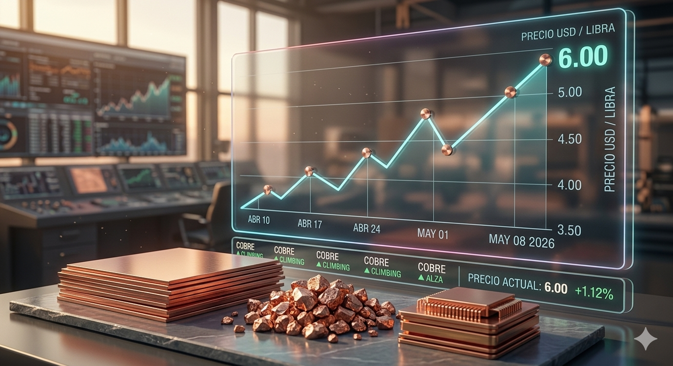 Semana positiva para el cobre: cierra al alza en US$ 6 la libra